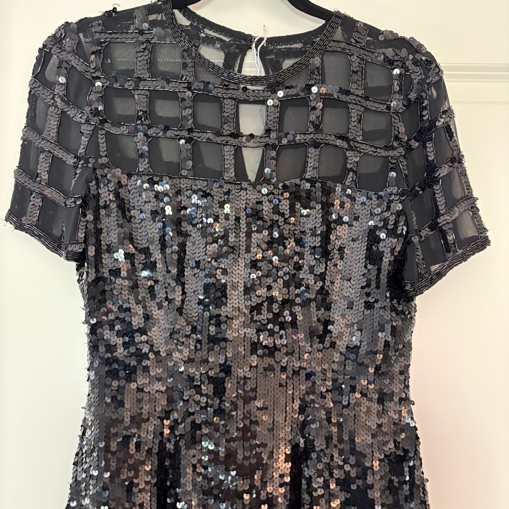 Vintage Elegant Black Sequin Mini Dress - Picture 4 of 15